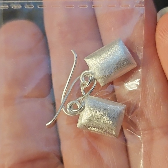 Dainty Dangle Brushed Silver Earrings in Gift Box - Picture 5 of 6